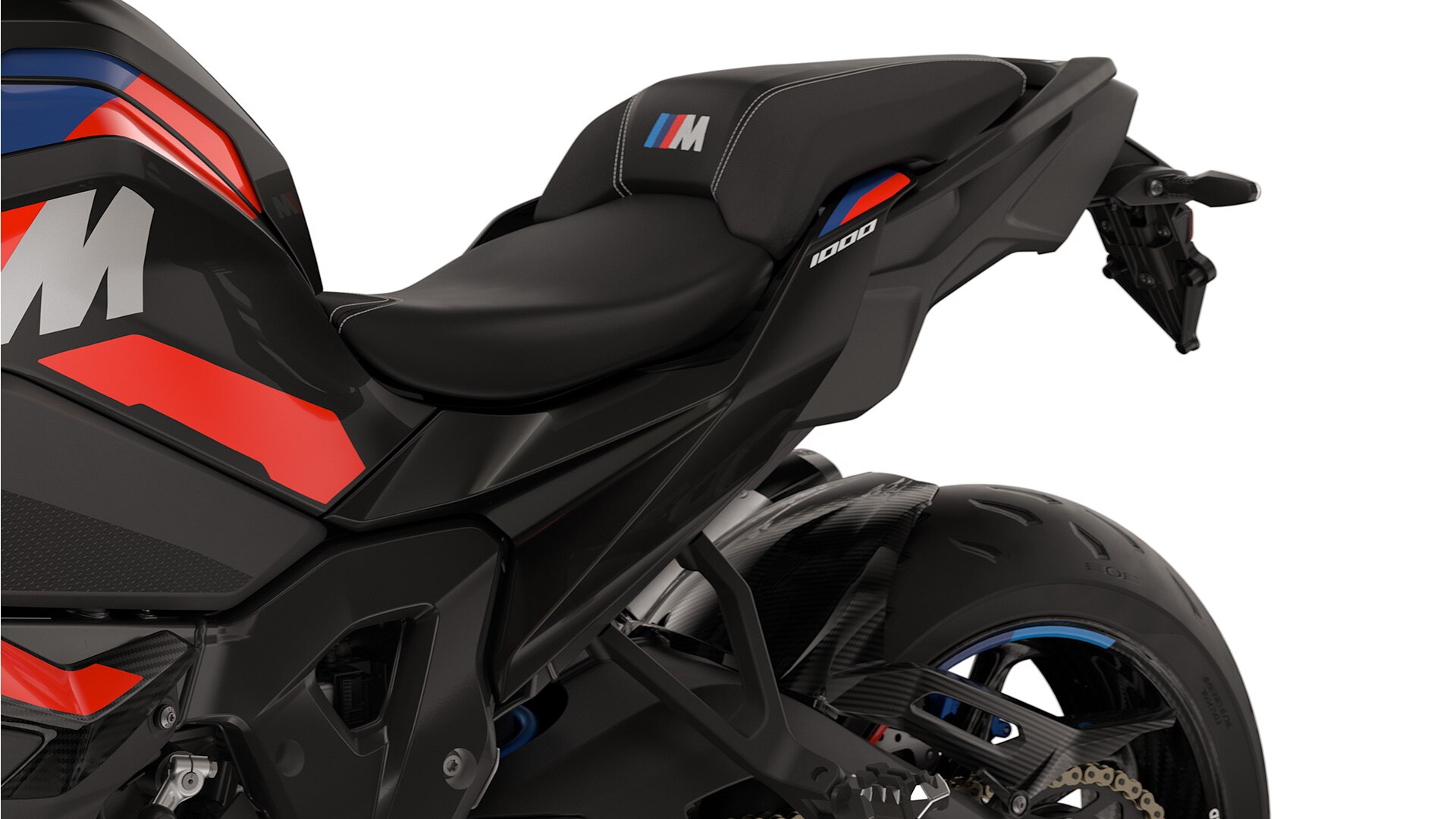 La esbelta parte trasera y las piezas fresadas de la M 1000 XR de BMW Motorrad